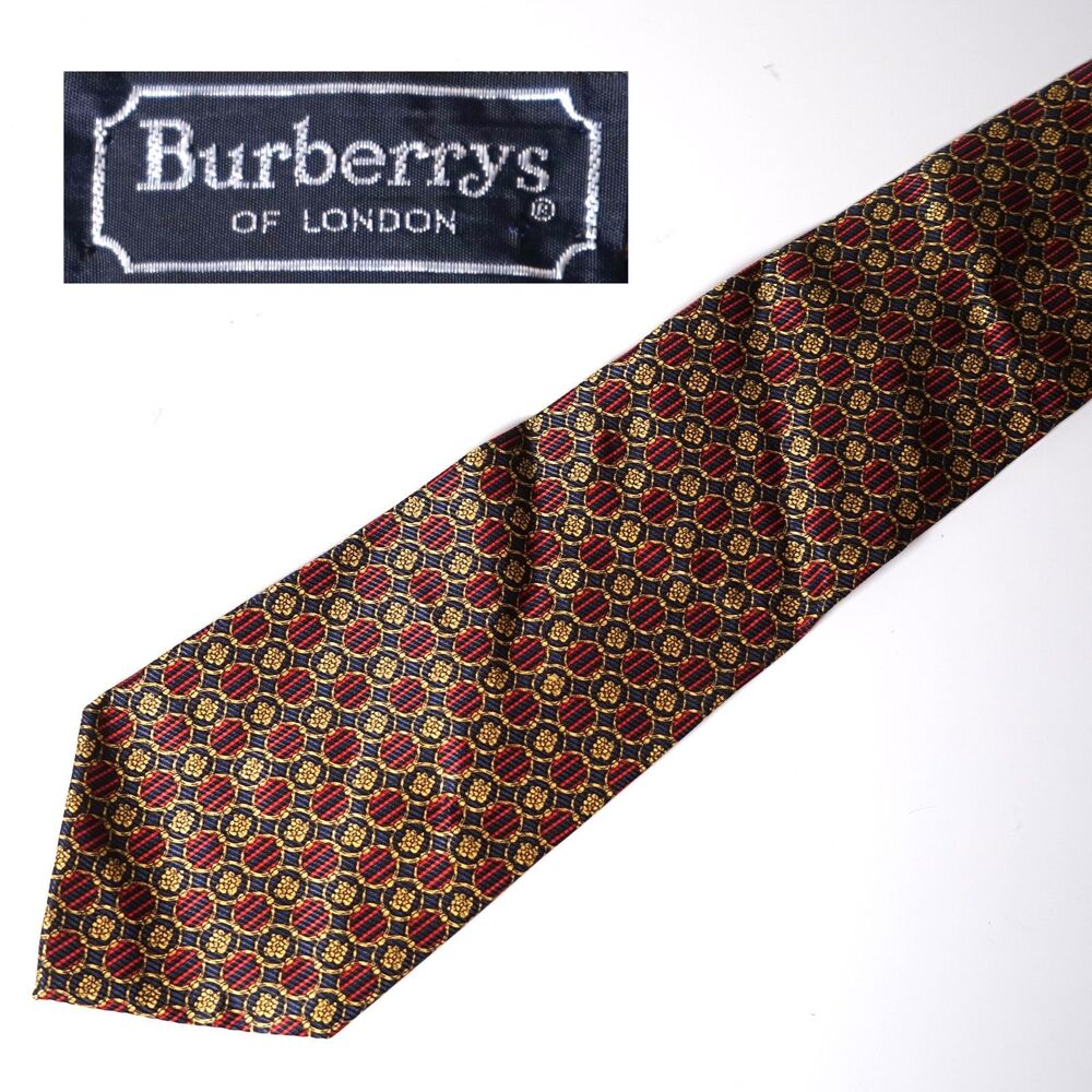 Burberrys of London Vintage Silk Tie Gold Bronze Pattern Necktie